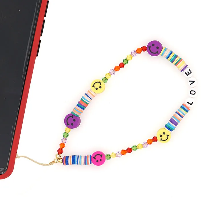 

PC1005 Trendy charm Miyuki bead phone chain for women,fashion smiley face ladies chain for ladies mobile phone