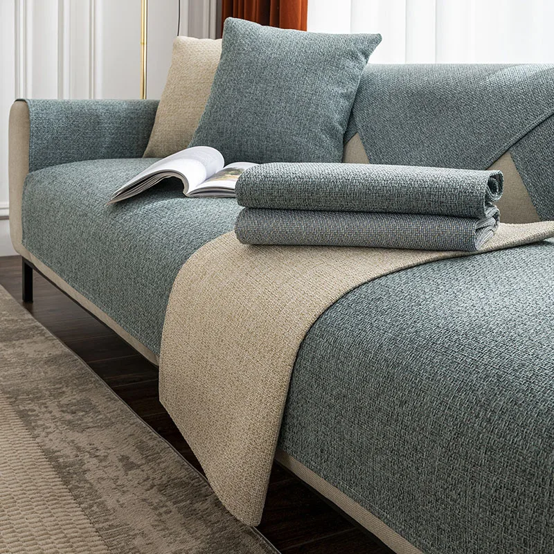 Linen Solid Color Four Seasons General Purpose Anti-slip Old Coarse Cloth Sofa Cushion Cover Sofa Slipcover Sofa Towel Blanket