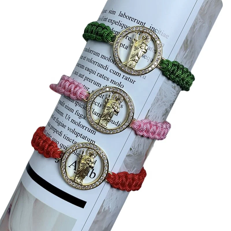 

2020 New Jewelry Braided Rope Hand Woven Jesus Jude Charms Bracelet Women