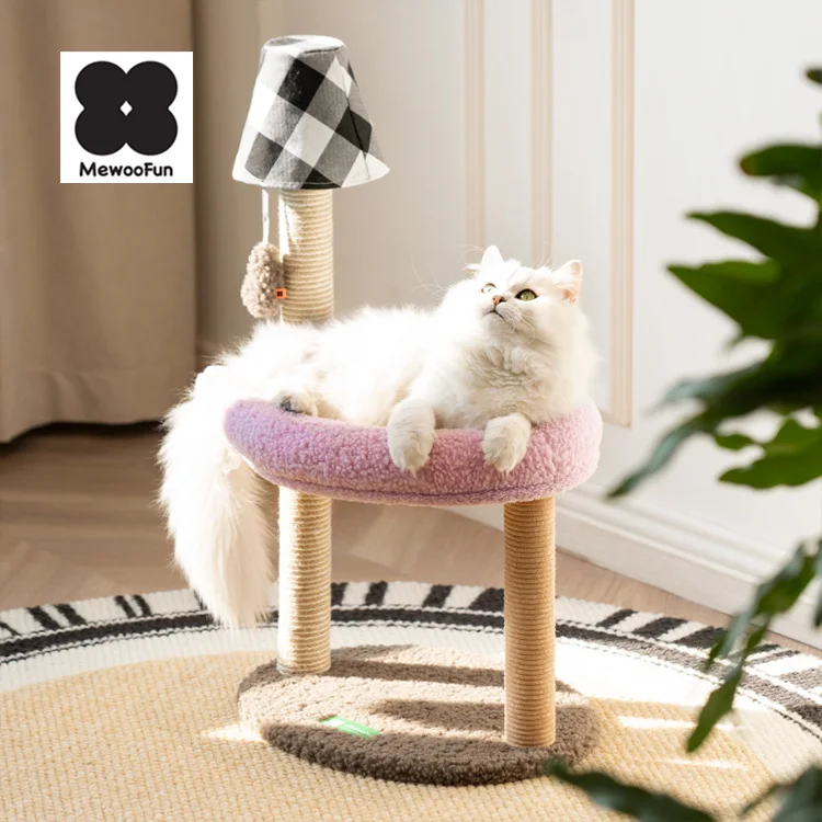 

MewooFun Fashion Design Luxury Cat Scratching Tree Purple Wood Cat Tree Custom Support