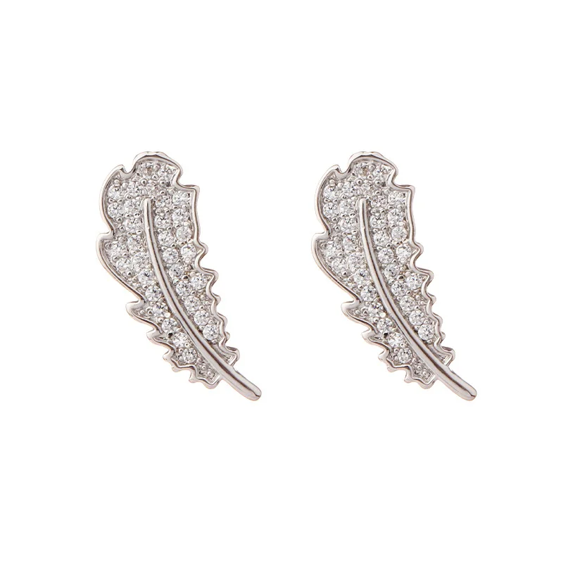 

Amazon Best Selling Iced Out Cubic Zirconia Leaf Stud Earrings Rhinestone Crystal Leaves Earring For Women Party