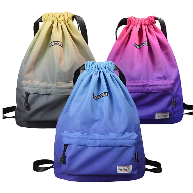 

Promotional Mesh Drawstring Bag Custom Sport Gym Sack Drawstring Backpack Polyester Gradient Colors Drawstring Bag, Customizable