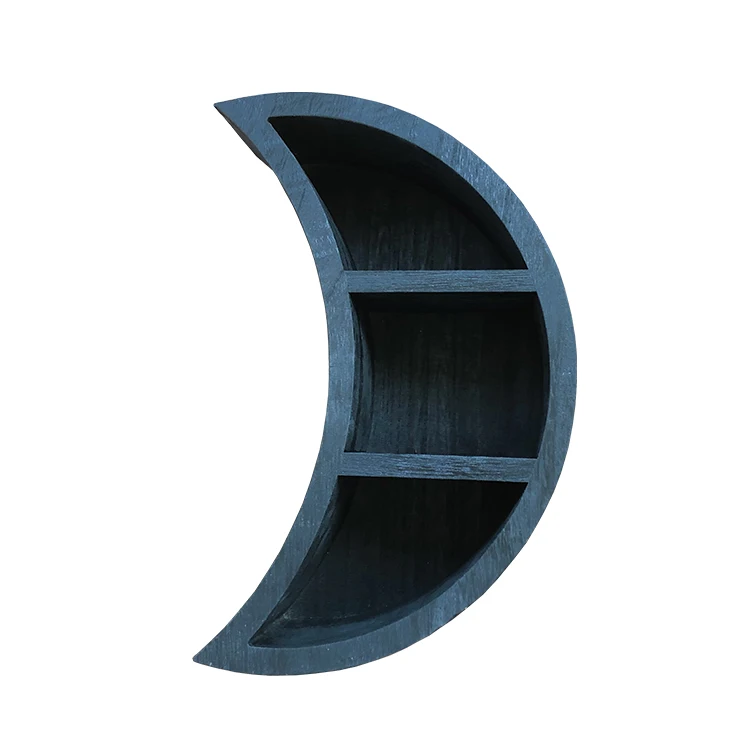 
factory direct sale solid wood hanging moon wall mounted shelf display home decor 