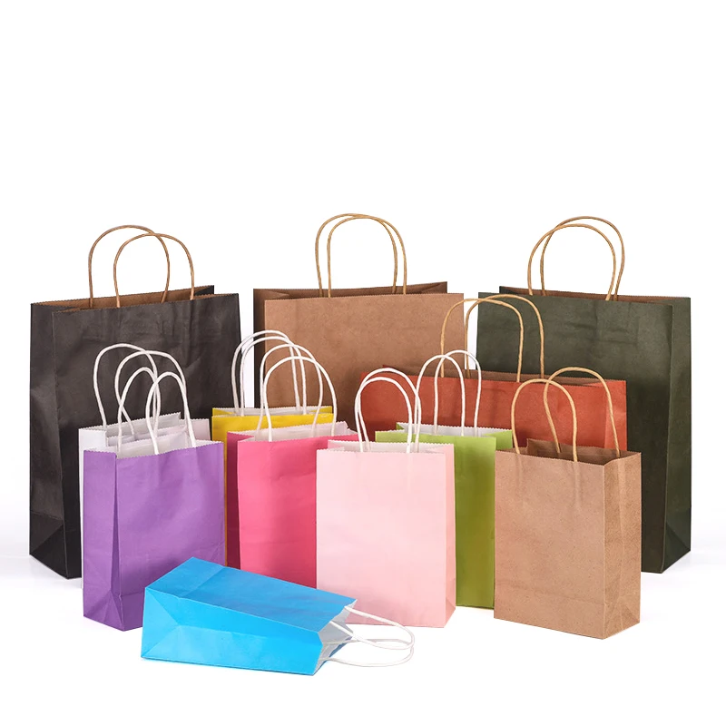 
Custom Printed Brown Kraft Paper Bag with Handle 