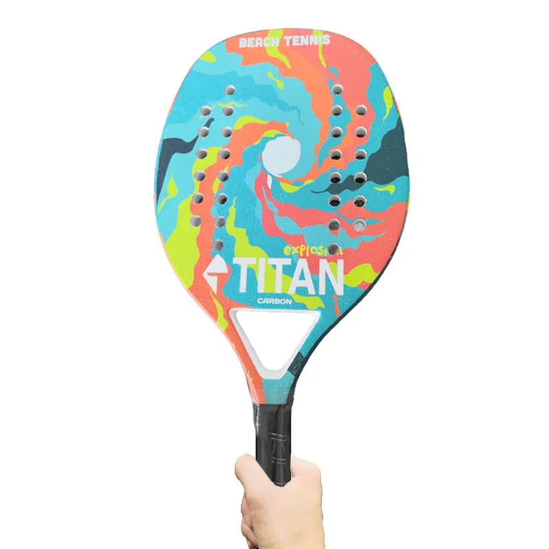 

2021 Good Quality Carbon Fiber Custom Logo Professional Tennis Padel beach Tennis Racket, Gray, green, orange