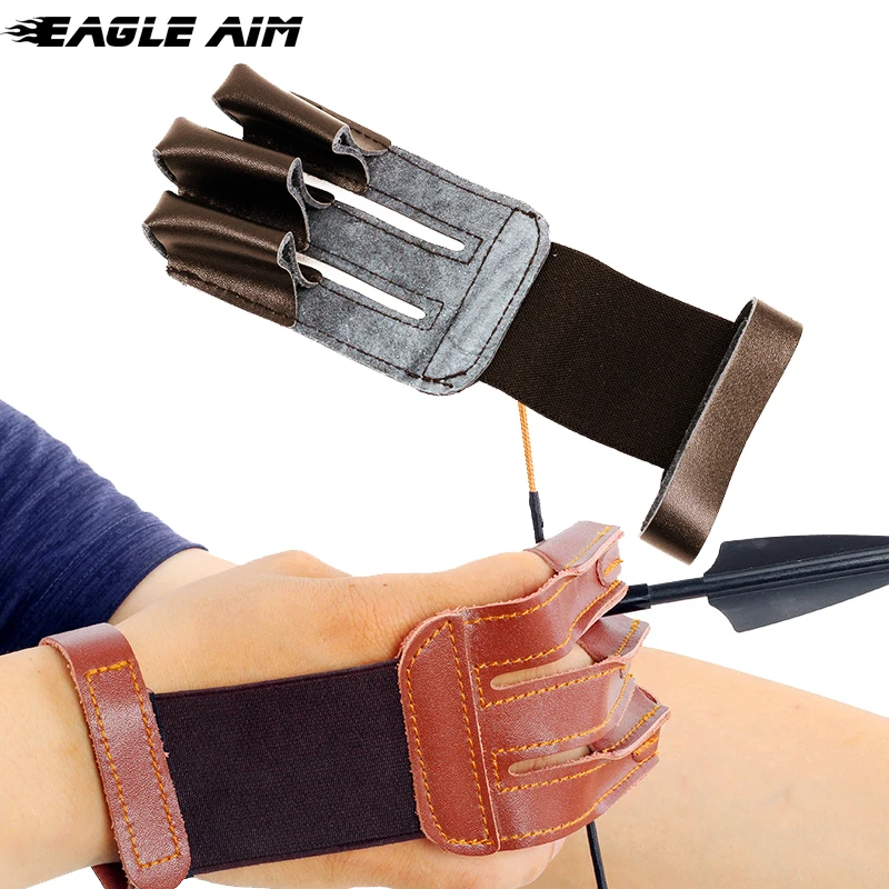 

Cow Leather Finger Guard Archery Guard Archery Finger Guard for Bow Arrow, Black brown