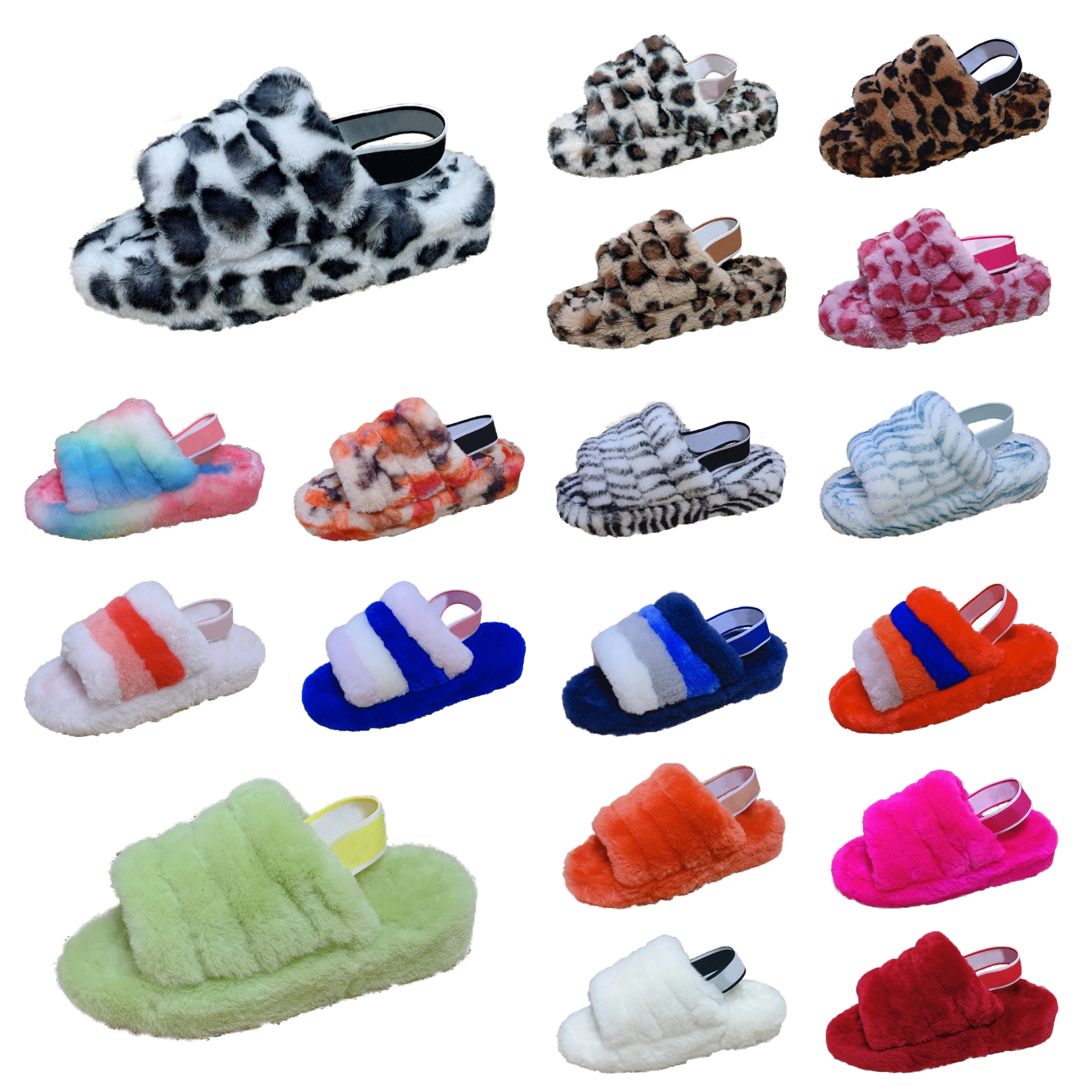 

Wholesale Fur Slides Girls Fur Sandals Children's Casual Shoes Sheepskin Wool Slippers For Women, Customized color