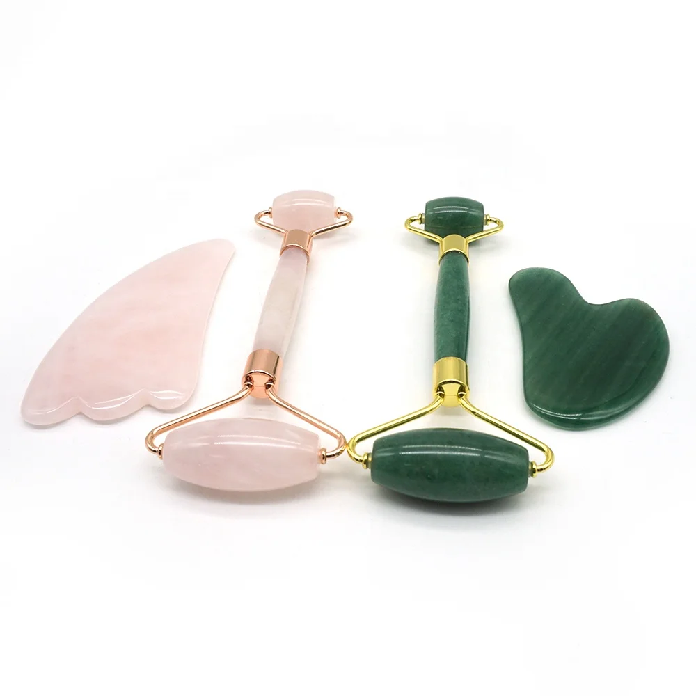 

Best Sale Gua Sha Tool Massager Pink Green Facial Face Jade Roller