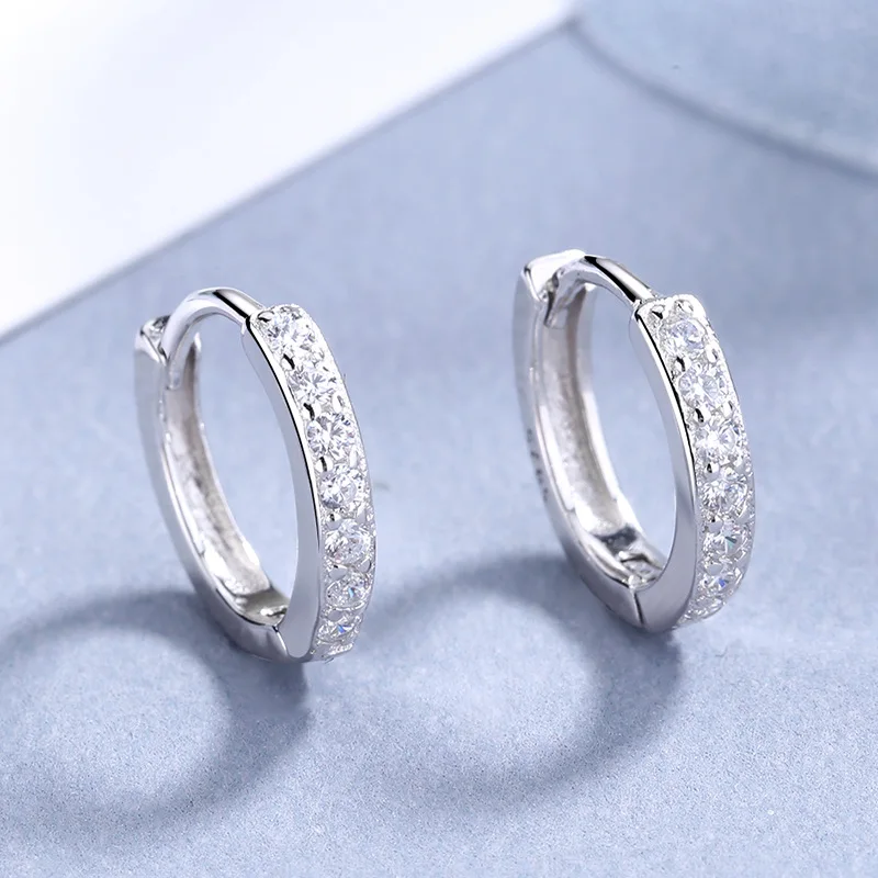 

Amazon Best Selling Small 925 Sterling Silver Crystal Hoop Earrings Cubic Zirconia S925 Huggie Earrings For Men Women