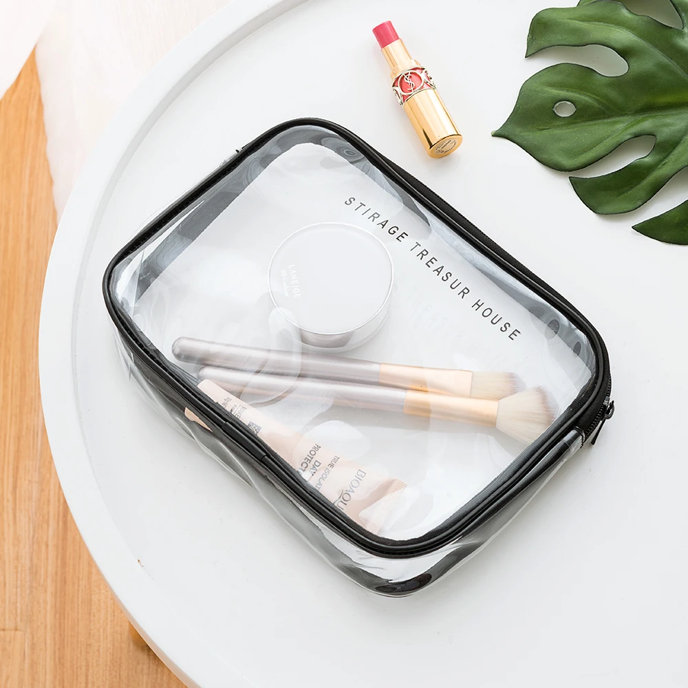 

Wholesale flat shape small travel TPU cosmetic travel pouch transparent clear makeup bag