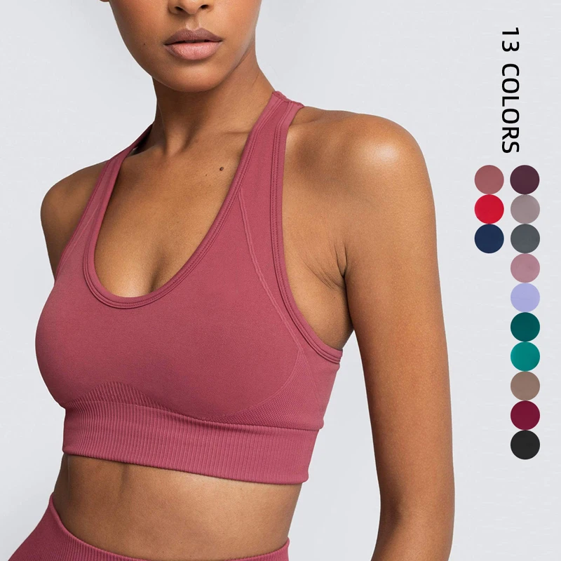 

Custom Wholesale New Model Spandex Yoga Quick Dry Crop Top Fashion Active Plus Size High Impact Gather Sexy Women Sports Bras