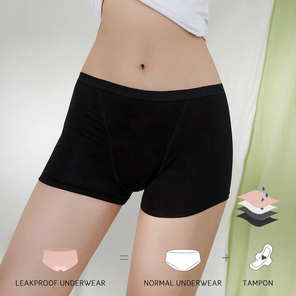 

LYNMISS Cotton Fabric Anti-Bacterial Boyshort Period Panties For Women Teens Breathable Leak Proof Menstrual Panties