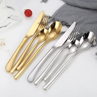 

Western french sltyle luxury mirror wedding cutlery, 24pcs silver gold dinnerware sets