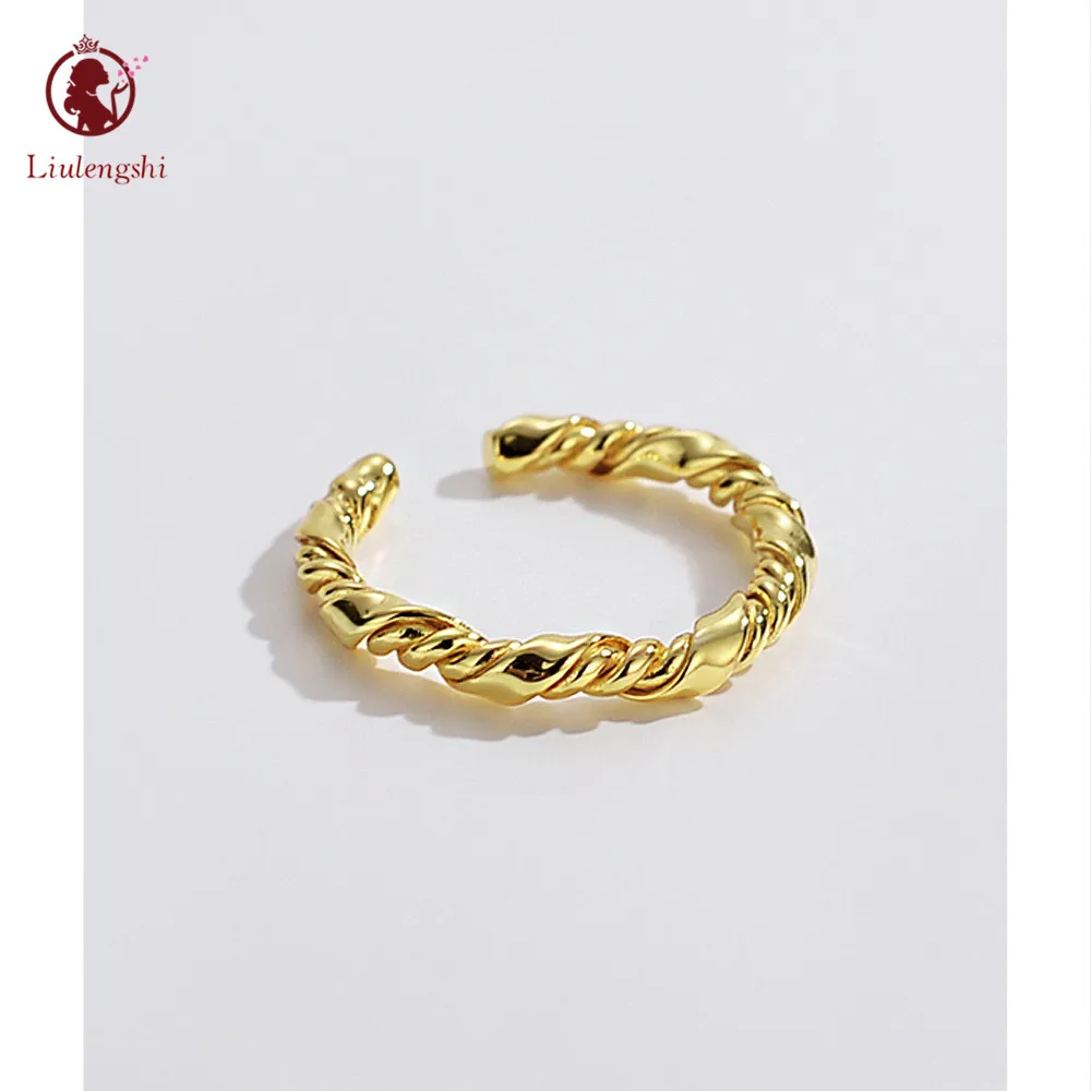 

Minimalist Trend 18K Gold Plated 925 Silver Braided Rings 925 Sterling Silver Geometric Twisted Rope Ring Band For Women