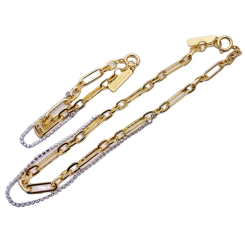 

Zircon Chain Necklace 18K Gold Plated Chunky Clavicle Chain Necklace Wholesale