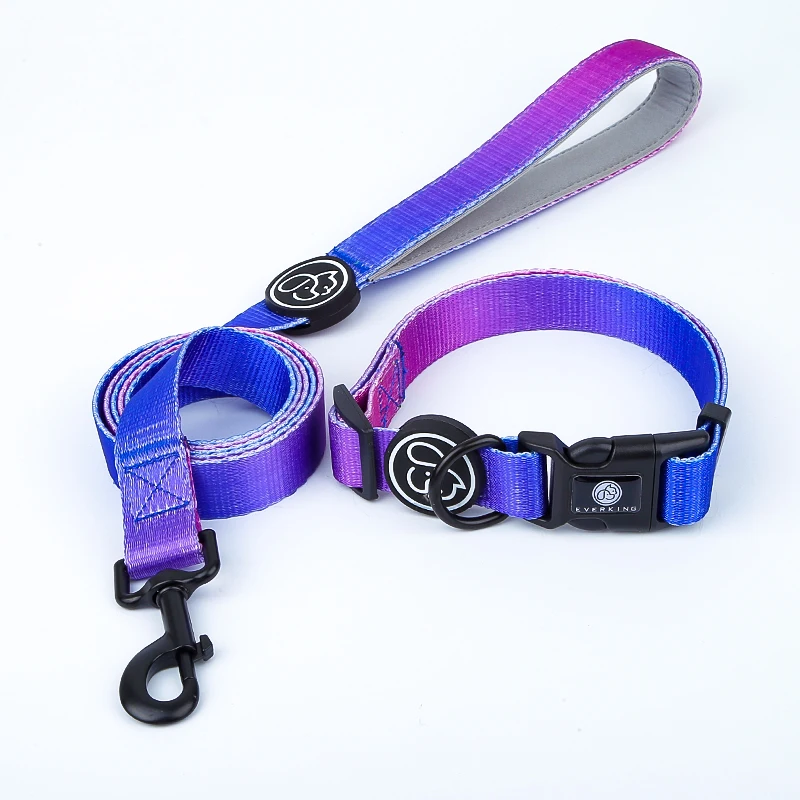 

New fashion nylon gradient colors collar leash set ready to ship