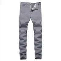 

2019 fashion new European straight tube elastic casual pants Slim red men's denim trousers at4935