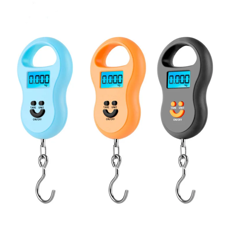 

Hot Sale Portable Electronic Hook Scale Smile Round Gourd Shaped Portable Hanging Scale Plastic Mini 50KG Luggage Scale