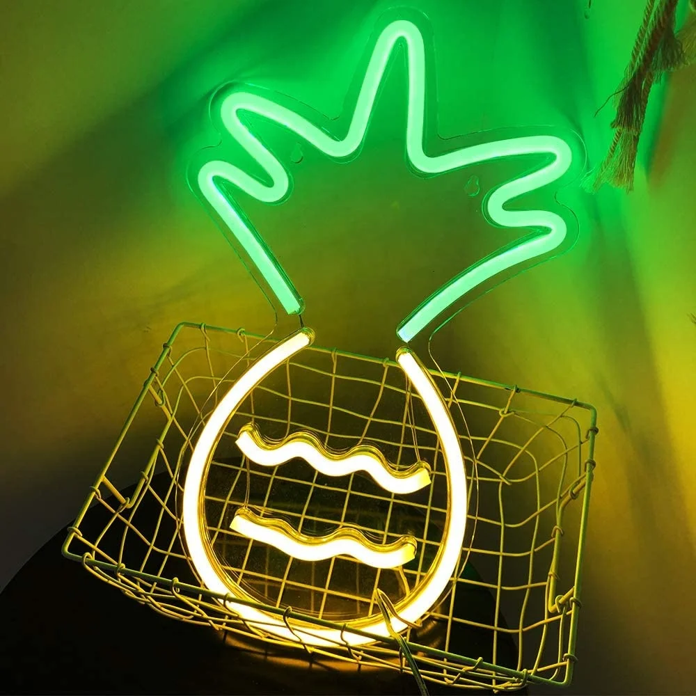

Amazon Hot Freeshipping Pineapple LED Neon Signs Bedroom Wall Decor USB Powered Christmas Party Neon Custom Sign