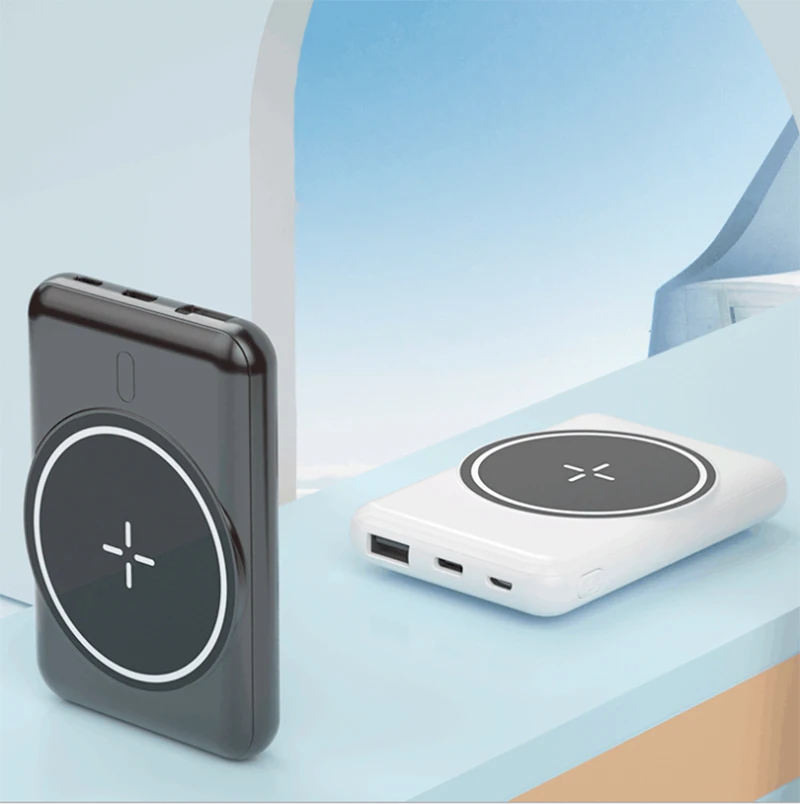 

Mini Protable Magnetic Wireless phone charger 5000 mah PowerBank 5000mah Power Bank, Black ,white,gray