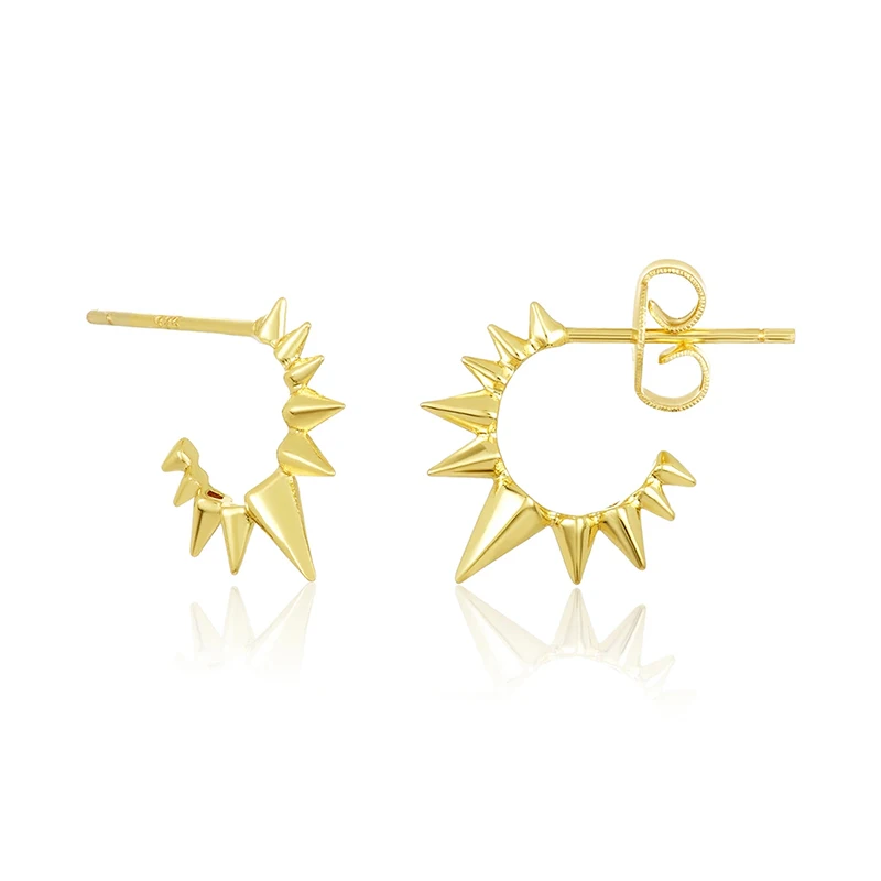 

Hot selling trend 18K Gold Plated fashion personality rivet C-shaped earrings