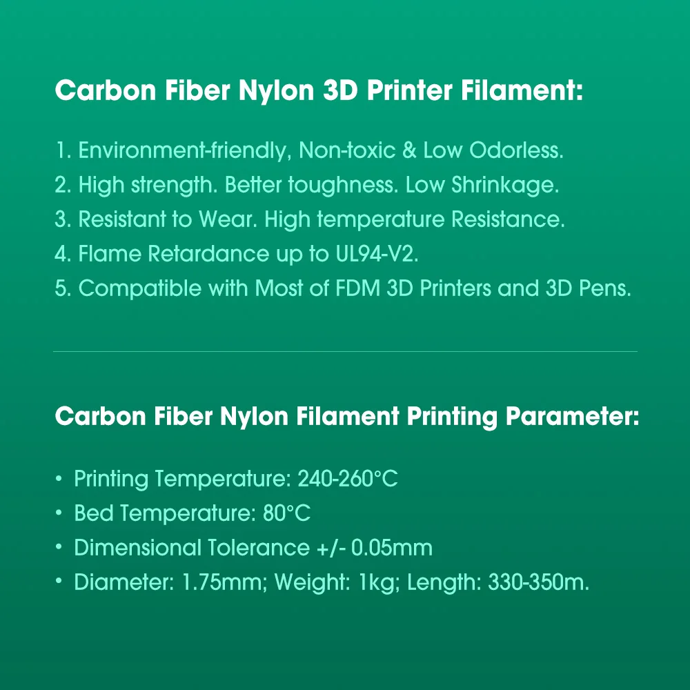 Esun Epacf Nylon Filament 1.75mm 1kg 3d Printer Nylon + Carbon Fiber