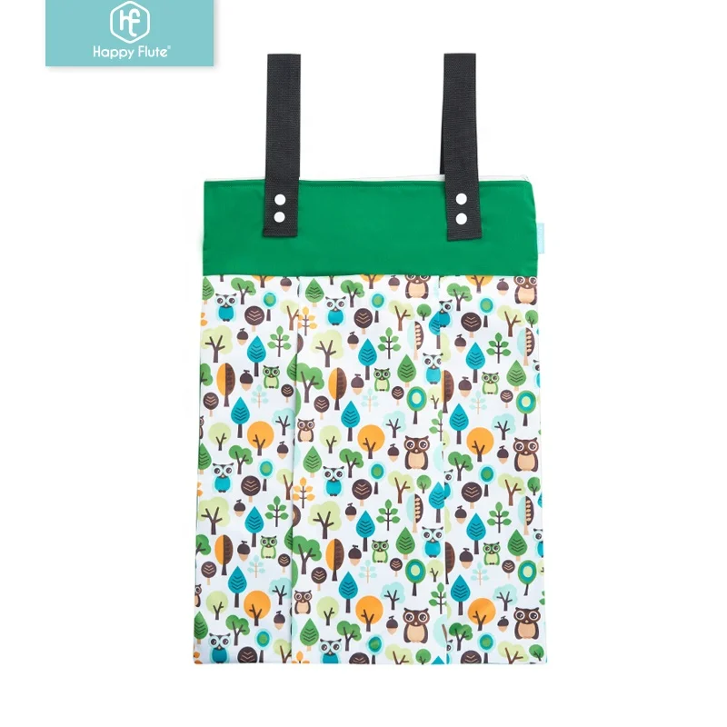 

HappyFlute Portable New Arrival Waterproof Handle Wet Bag Large Capacity Fashion Print Hanging Diaper Bag, Customized colors