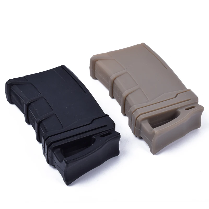 

Hunting M4 M16 Fast Magazine Rubber grip Holster cover Tactical 5.56 NATO Mag Pouch Bag for Airsoft rifle Accessories, Black/tan