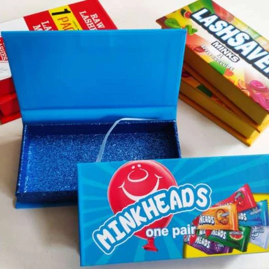 

mink head lash magnet box with candy box lashes and lash box with trays