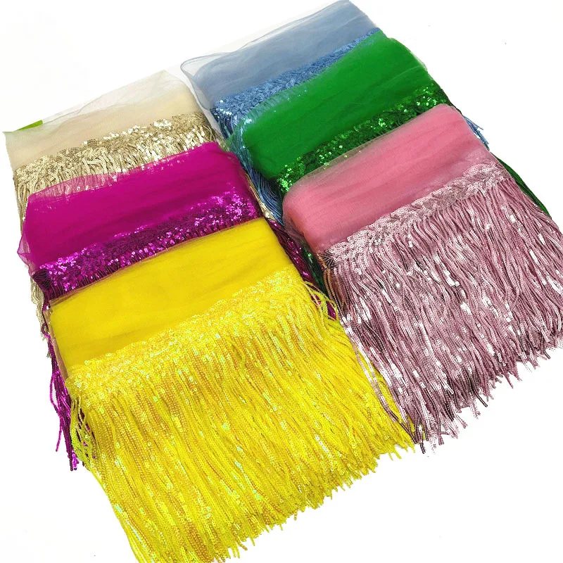 

DS Factory wholesale 20cm leaf sequin tassel lace trim Latin dance dress accessories lace trim clothing accessories