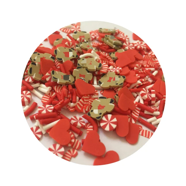 

500g/Bag 3D Christmas Polymer Clay Sequins Mixed Peppermint Candy Cane Heart Bear Clay Sprinkles Nail Art Supplier