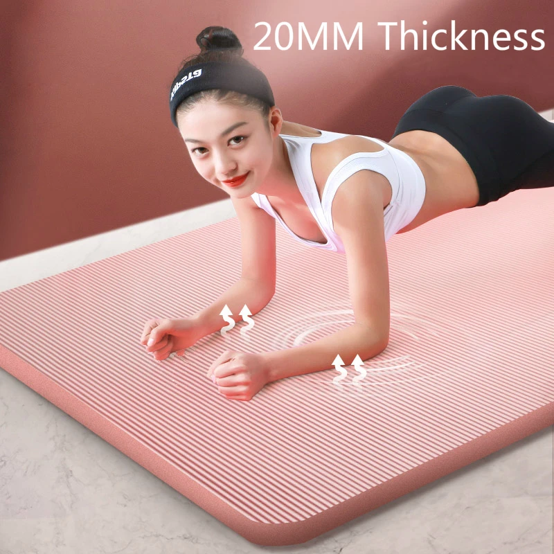 

Thicken 20mm Widened Lengthened NBR Non-slip Esterilla Yoga Home Fitness Mat Male Female Beginner Gym Pilates Exercise, Purple/pink