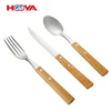 3 sets stainless steel tableware steak knife and fork spoon three-piece wooden handle