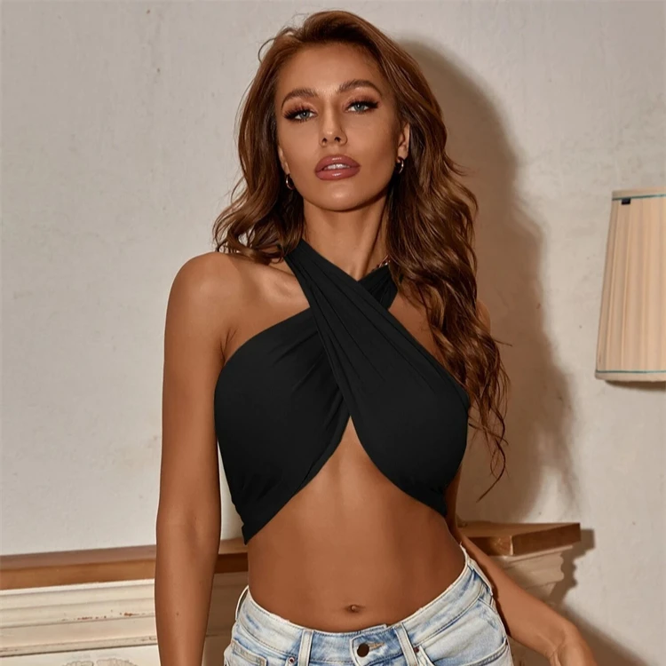 

E91404 2021 Women fashionable tops summer clothing Breathable solid color sexy Sleeveless sling casual women t shirt