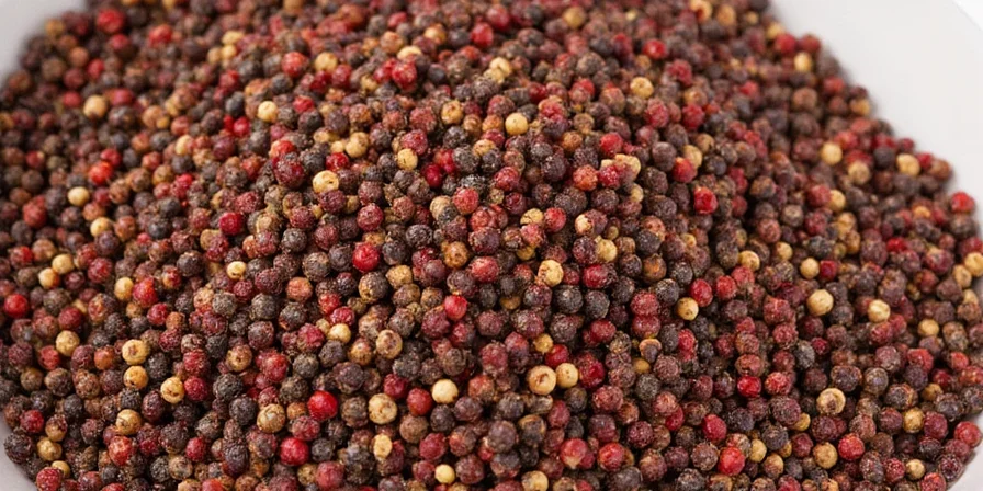Various peppercorns side by side