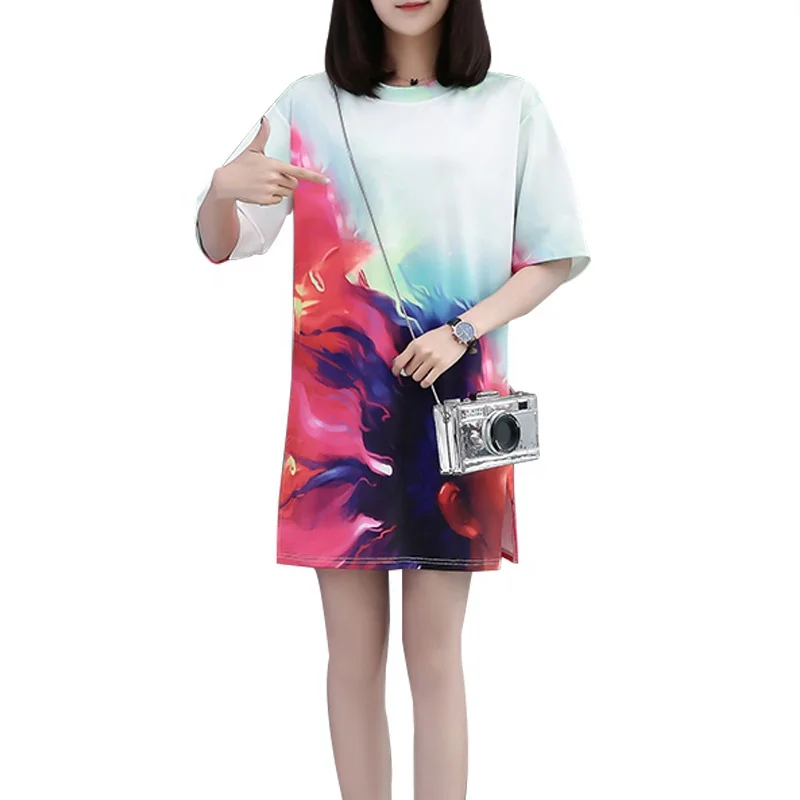 

Hot sell ladies dresses t-shirts women sleepwear pajama polyester breathable kawaii short sleeve woman dress