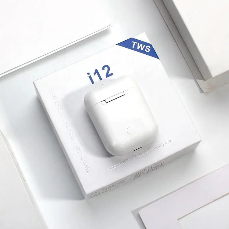 

wholesale price i12 tws earphone headset 5.0 earbuds i12 hands free portable wireless headphones, Black, white