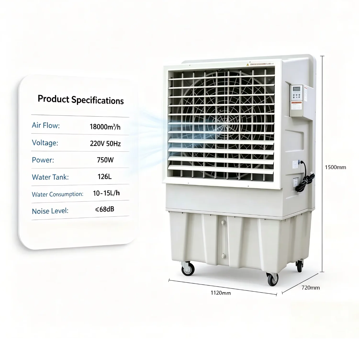 Evaporative Air Cooler, Portable, KDT-18, 18000m³/h, LCD - detail 4