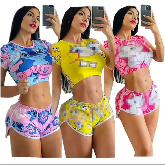 

Spring Summer Women cartoon characters nightwear ladies sleepwear 2 Pieces Pyjamas Women Pajamas long sleeves long Pant Set