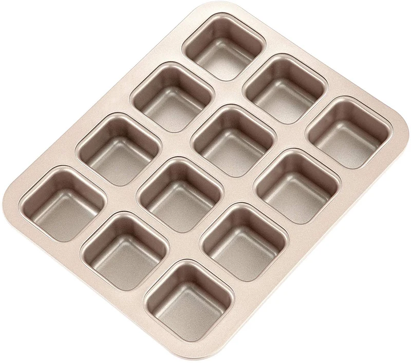 

Non Stick Square Muffin Brownie Cake Pan Dividers Carbon Steel 12 for Oven Baking