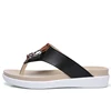 Wholesale split leather summer beach ladies flat comfort soft PU sole slippers custom flip flops women