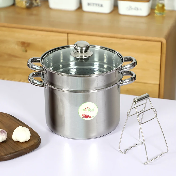 
Factory cheap wholesale restaurant hot pot double layer stainless steel soup pot with clamp 