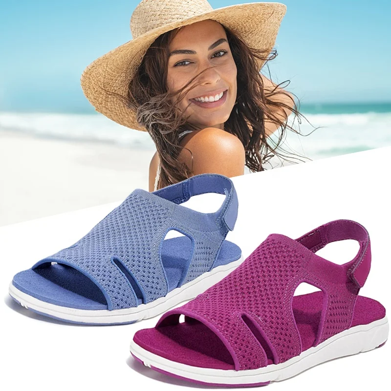 

2021 New Women's Soft & Comfortable Sandals Mesh Upper Breathable Sandals Adjustable Cross-strap Design Sandalias