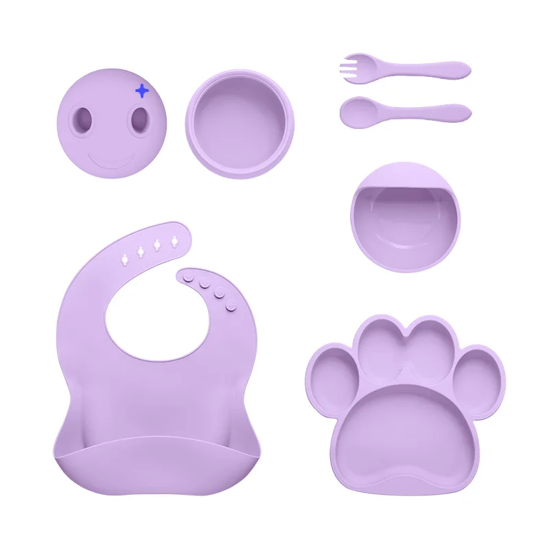 

Custom Hot Sell Feeding Set Food Bowl Baby Suction Plate Kids Character Plates Silicone Placemat Silicone Folded Plate cup