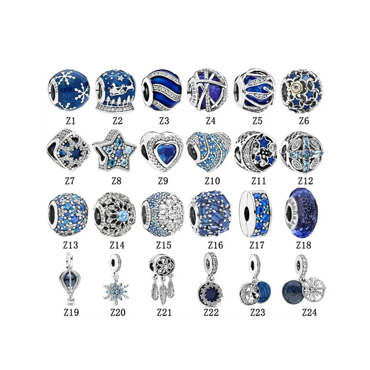 

1:1 Blue Ocean Series Jewelry Charms Fits Original Charm Bracelet 100% 925 Sterling Silver Beads, As picture