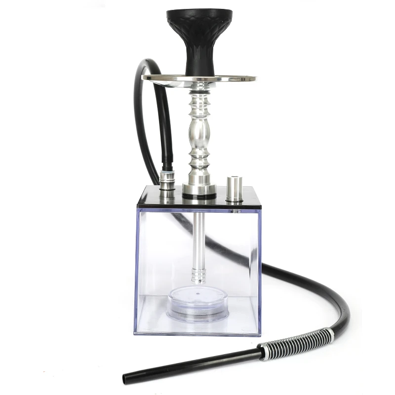 

Wholesale LED Hookah Shisha Transparent Square Hookah With Led Light Smoking Acrylic Hookah