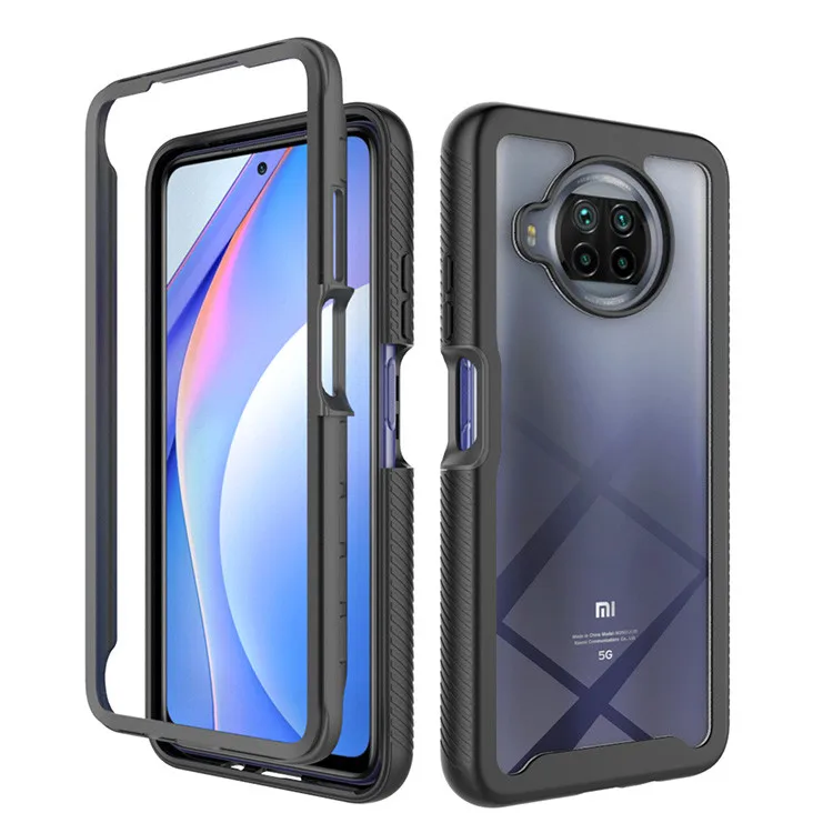 

360 Full Body protection Transparent Clear Case for Xiaomi Redmi MI 10T Lite Note 9S 10X 4G shockproof Cover for Xiaomi, Black