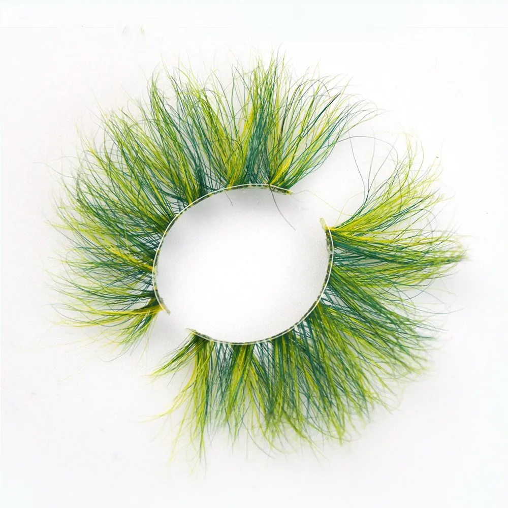 

25MM Color Eyelashes clear band eyelashes 3D real mink eyelashes private label customized box OEM