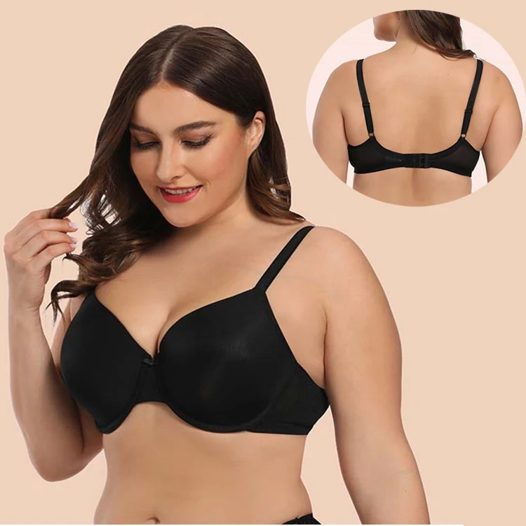 

Underwire 32-46 C D E F G H I cup ultra thin black breathable women big breasts bra large boobs fat seamless plus size bras