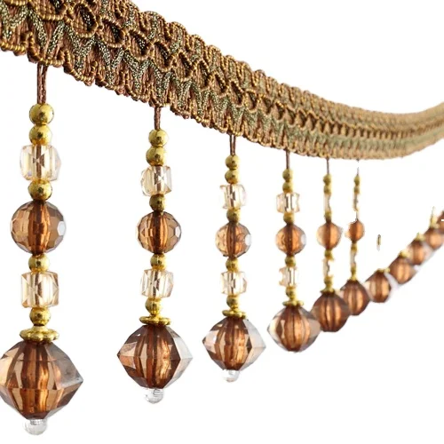 
High Quality Curtain Tassel Fringe Trim Decorative Crystal Bead Trimming 